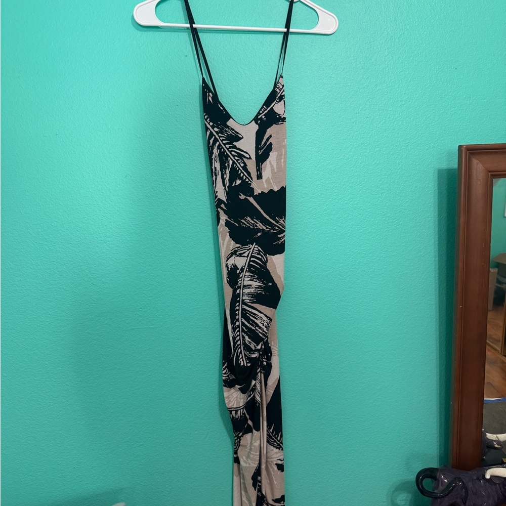 Glare Floral Tropical Asymmetrical Midi Dress